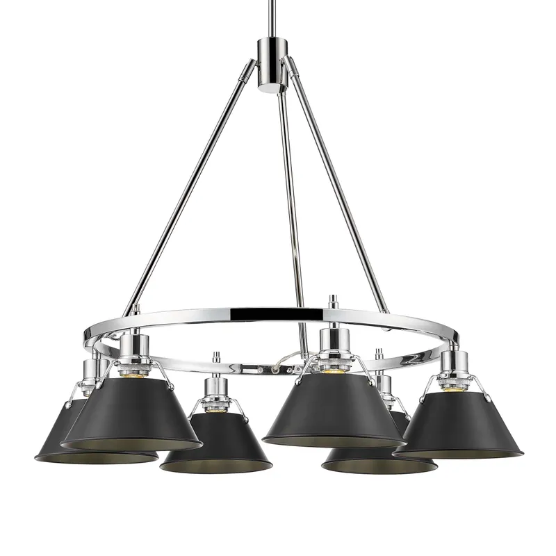 Yep by Golden Lighting Orwell 6-light Chandelier in Chrome and Matte Black shade — Golden Lighting LED Pendant Lights 60.0W 