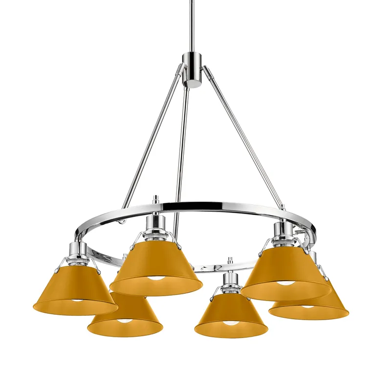 Yep by Golden Lighting Orwell 6-light Chandelier in Chrome and Auric Yellow shade — Golden Lighting LED Pendant Lights  