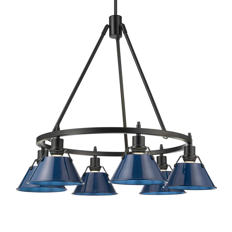 Yep by Golden Lighting Orwell 6-light Chandelier in Matte Black and Navy Blue shade — Golden Lighting LED Pendant Lights 60.0W 
