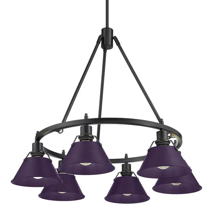 Yep by Golden Lighting Orwell 6-light Chandelier in Matte Black and Exotic Purple shade — Golden Lighting LED Pendant Lights 60.0W 