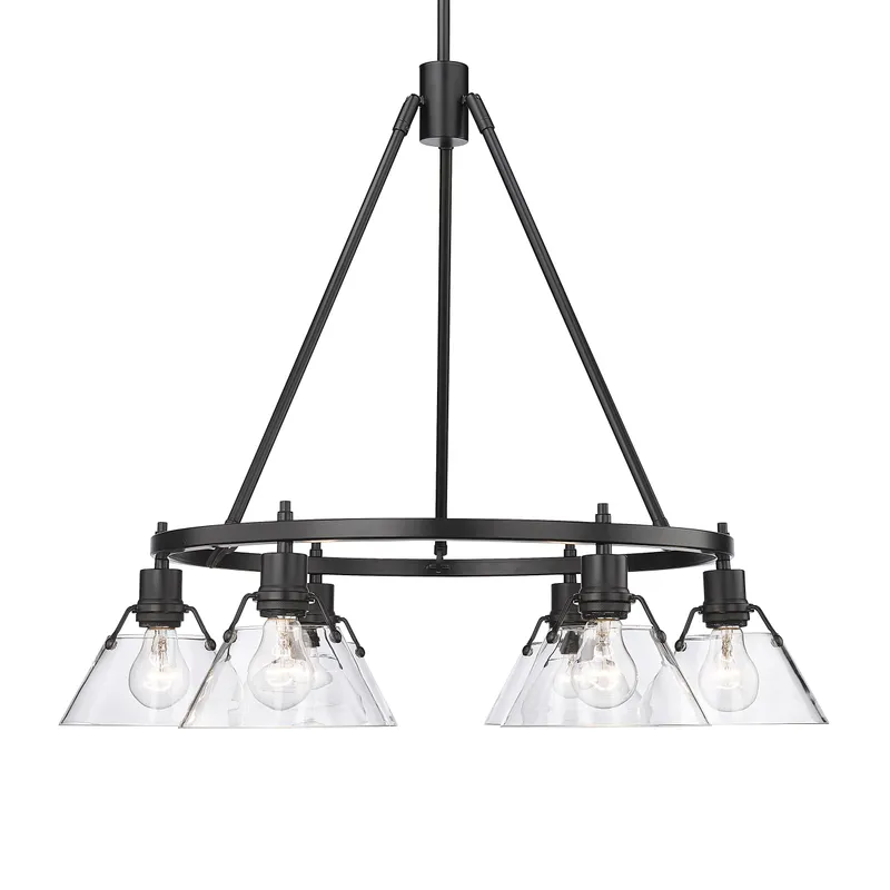 Yep by Golden Lighting Orwell 6-light Chandelier in Matte Black and Clear Glass — Golden Lighting LED Pendant Lights  
