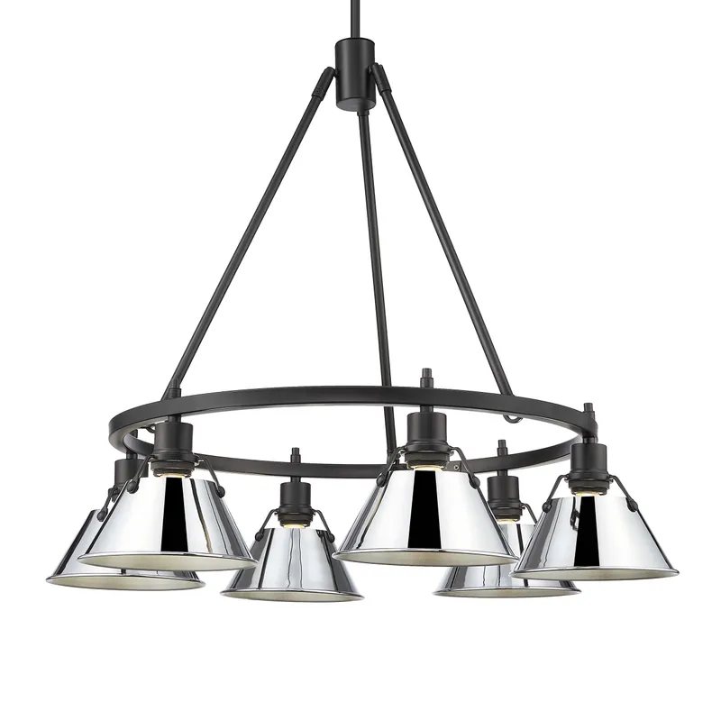 Yep by Golden Lighting Orwell 6-light Chandelier in Matte Black and Chrome shade — Golden Lighting LED Pendant Lights  