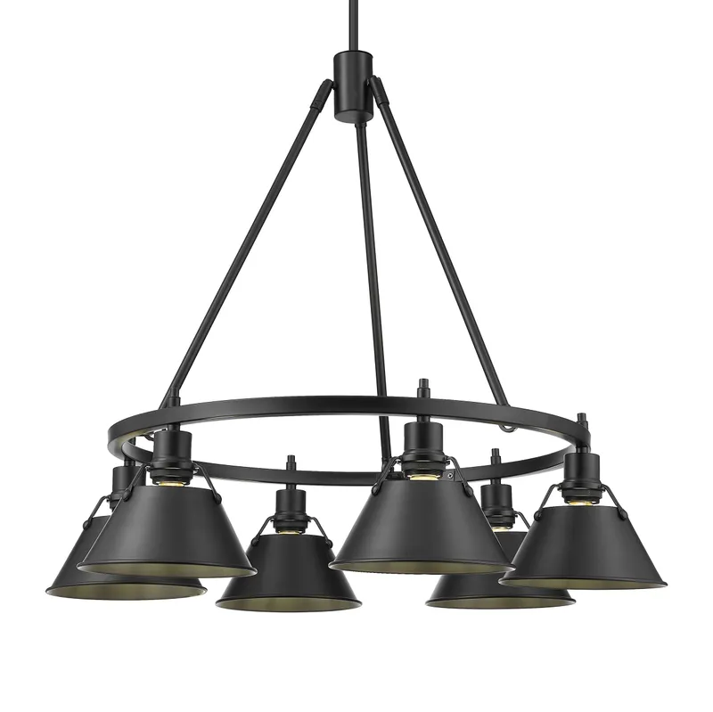 Yep by Golden Lighting Orwell 6-light Chandelier in Matte Black — Golden Lighting LED Pendant Lights  
