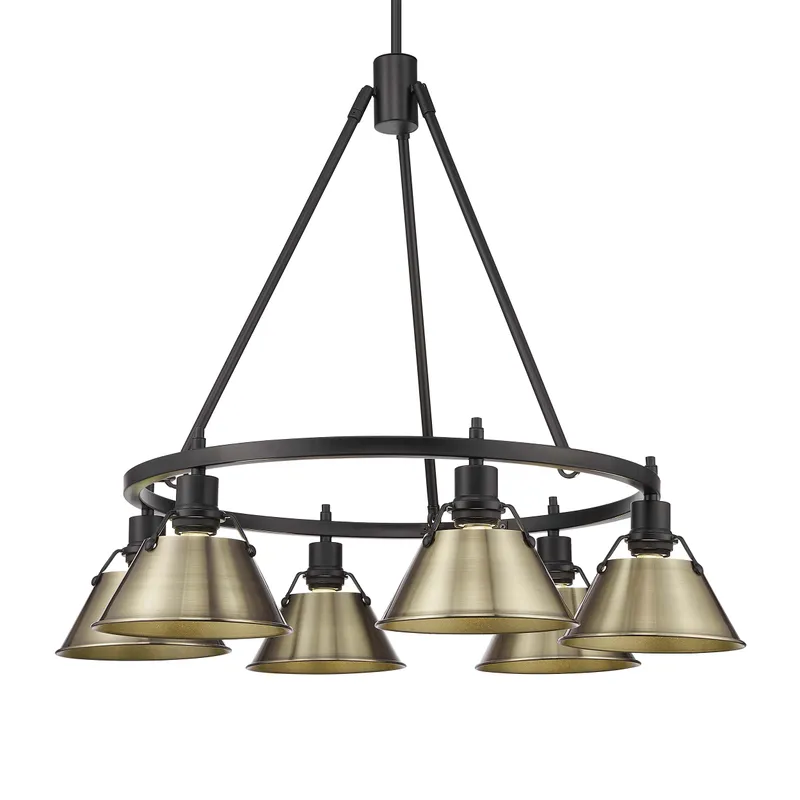 Yep by Golden Lighting Orwell 6-light Chandelier in Matte Black and Aged Brass shade — Golden Lighting LED Pendant Lights  