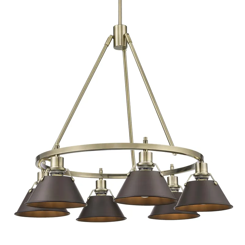 Yep by Golden Lighting Orwell 6-light Chandelier in Aged Brass and Rubbed Bronze shade — Golden Lighting LED Pendant Lights  