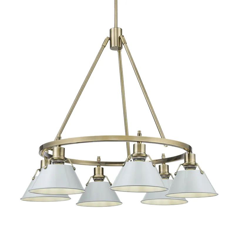 Yep by Golden Lighting Orwell 6-light Chandelier in Aged Brass and Dusky Blue shade — Golden Lighting LED Pendant Lights  