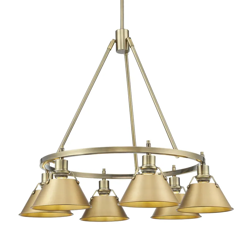 Yep by Golden Lighting Orwell 6-light Chandelier in Aged Brass and Brushed Champagne Brass shade — Golden Lighting LED Pendant Lights  