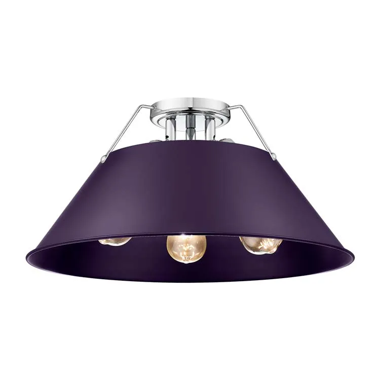 Yep by Golden Lighting Orwell 3-light Flush Mount in Chrome and Exotic Purple shade — Golden Lighting LED Ceiling Lights 60.0W 