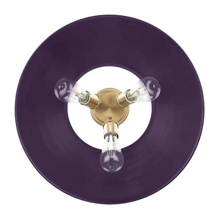 Yep by Golden Lighting Orwell 3-light Flush Mount in Brushed Champagne Brass and Exotic Purple shade — Golden Lighting LED Ceiling Lights 60.0W 
