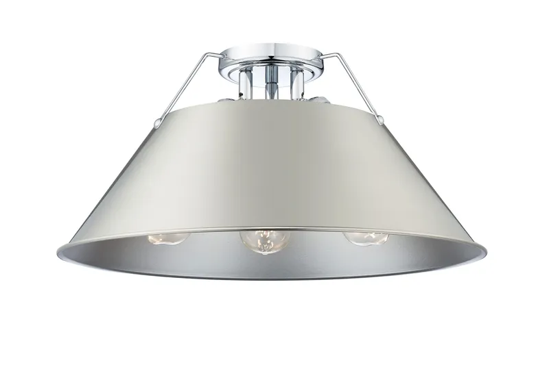 Yep by Golden Lighting Orwell 3-light Flush Mount in Chrome and Pewter shade — Golden Lighting LED Ceiling Lights  