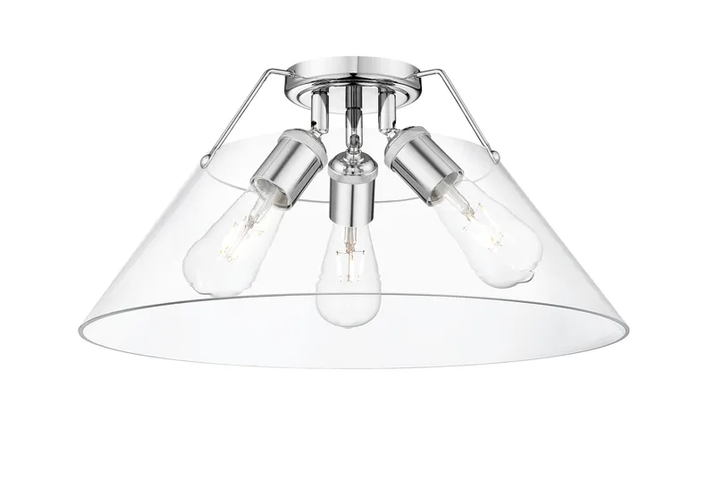 Yep by Golden Lighting Orwell 3-light Flush Mount in Chrome and Clear Glass — Golden Lighting LED Ceiling Lights 60.0W 