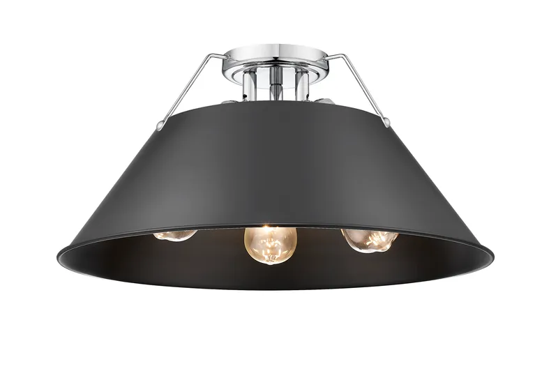 Yep by Golden Lighting Orwell 3-light Flush Mount in Chrome and Matte Black shade — Golden Lighting LED Ceiling Lights  