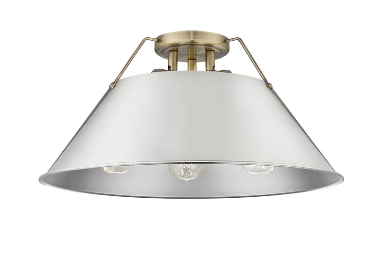 Yep by Golden Lighting Orwell 3-light Flush Mount in Aged Brass and Pewter shade — Golden Lighting LED Ceiling Lights 60.0W 