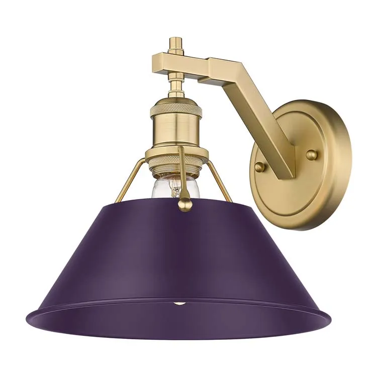 Yep by Golden Lighting Orwell 1-light Wall Sconce in Brushed Champagne Brass and Exotic Purple shade — Golden Lighting LED Wall Lights 1.0W 