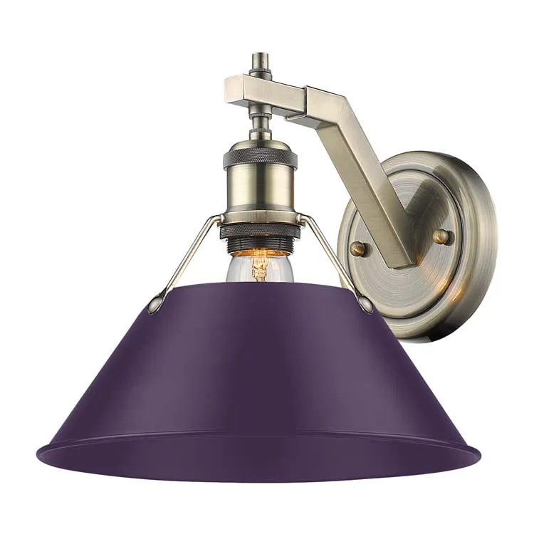 Yep by Golden Lighting Orwell 1-light Wall Sconce in Aged Brass and Exotic Purple shade — Golden Lighting LED Wall Lights 1.0W 