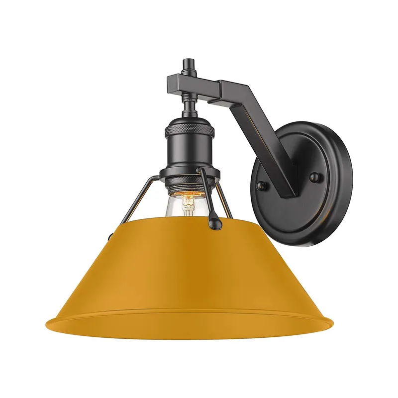 Yep by Golden Lighting Orwell 1-light Wall Sconce in Matte Black and Auric Yellow shade — Golden Lighting LED Wall Lights 1.0W 