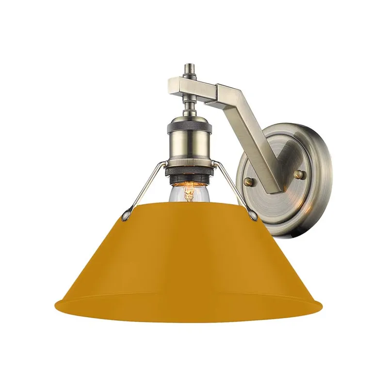 Yep by Golden Lighting Orwell 1-light Wall Sconce in Aged Brass and Auric Yellow shade — Golden Lighting LED Wall Lights 1.0W 