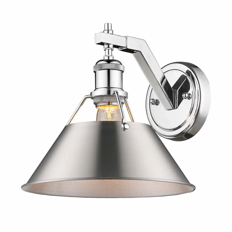 Yep by Golden Lighting Orwell 1-light Wall Sconce in Chrome and Pewter shade — Golden Lighting LED Wall Lights 1.0W 