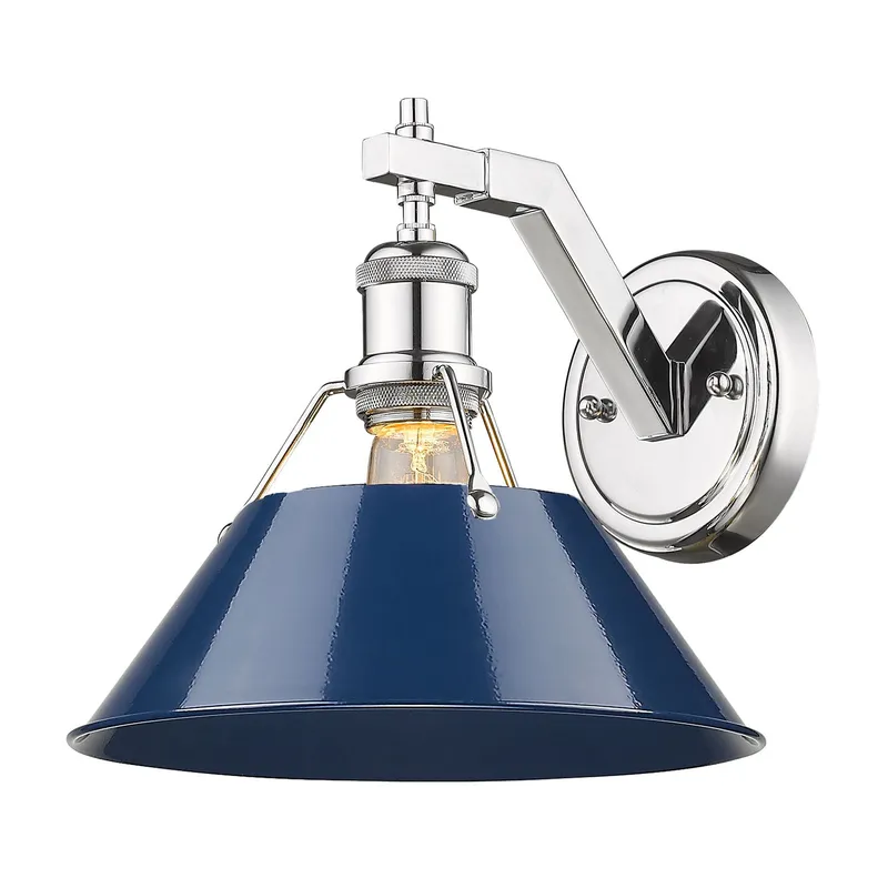 Yep by Golden Lighting Orwell 1-light Wall Sconce in Chrome and Navy Blue shade — Golden Lighting LED Wall Lights 1.0W 