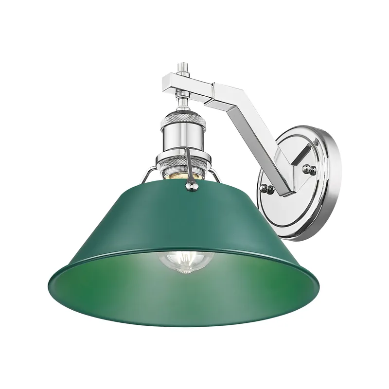 Yep by Golden Lighting Orwell 1-light Wall Sconce in Chrome and Pine Green shade — Golden Lighting LED Wall Lights 1.0W 