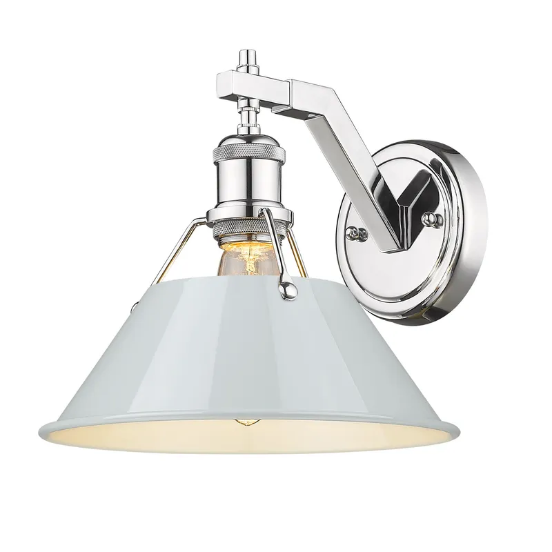 Yep by Golden Lighting Orwell 1-light Wall Sconce in Chrome and Dusky Blue shade — Golden Lighting LED Wall Lights 1.0W 