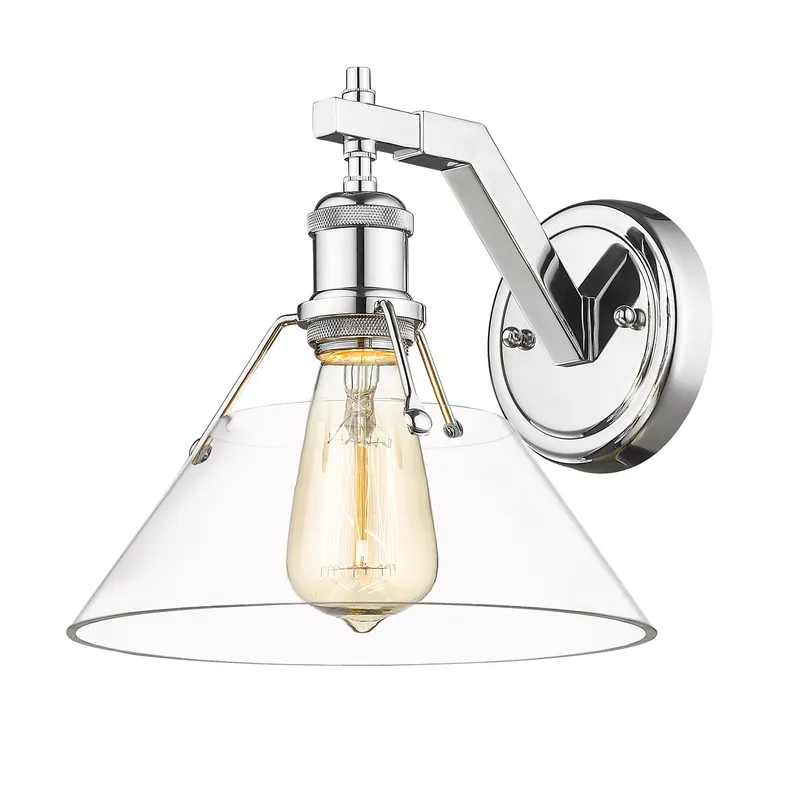 Yep by Golden Lighting Orwell 1-light Wall Sconce in Chrome and Clear Glass — Golden Lighting LED Wall Lights 1.0W 