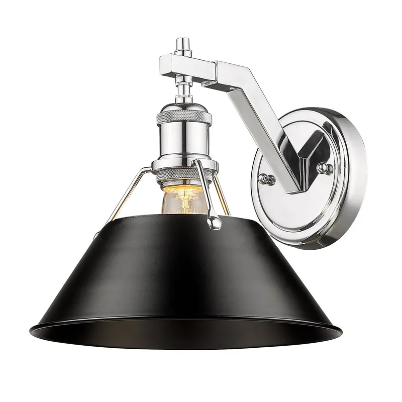 Yep by Golden Lighting Orwell 1-light Wall Sconce in Chrome and Matte Black shade — Golden Lighting LED Wall Lights 1.0W 