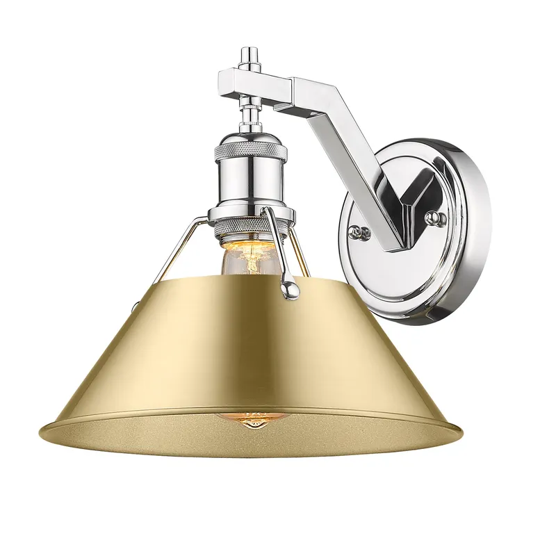 Yep by Golden Lighting Orwell 1-light Wall Sconce in Chrome and Brushed Champagne Brass shade — Golden Lighting LED Wall Lights 1.0W 