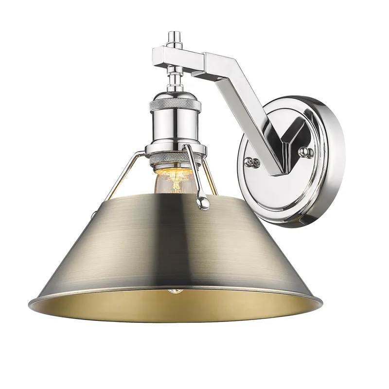 Yep by Golden Lighting Orwell 1-light Wall Sconce in Chrome and Aged Brass shade — Golden Lighting LED Wall Lights 1.0W 