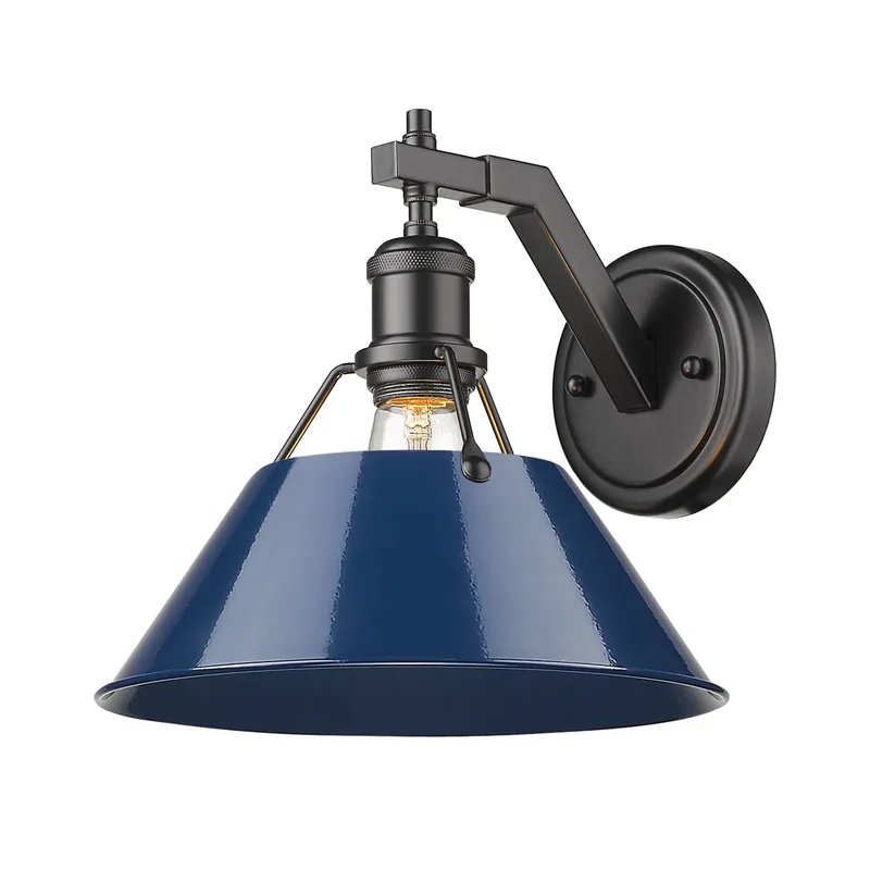 Yep by Golden Lighting Orwell 1-light Wall Sconce in Matte Black and Navy Blue shade — Golden Lighting LED Wall Lights 100.0W 