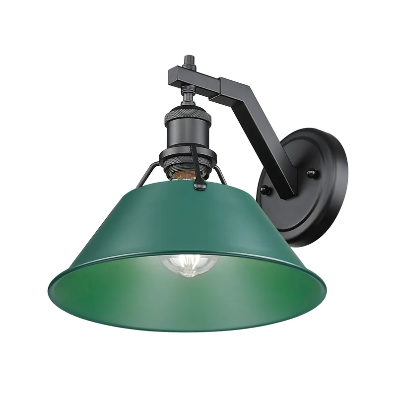 Yep by Golden Lighting Orwell 1-light Wall Sconce in Matte Black and Pine Green shade — Golden Lighting LED Wall Lights 100.0W 