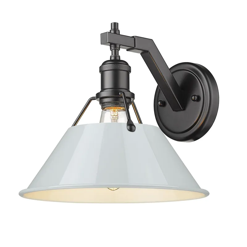 Yep by Golden Lighting Orwell 1-light Wall Sconce in Matte Black and Dusky Blue shade — Golden Lighting LED Wall Lights 1.0W 