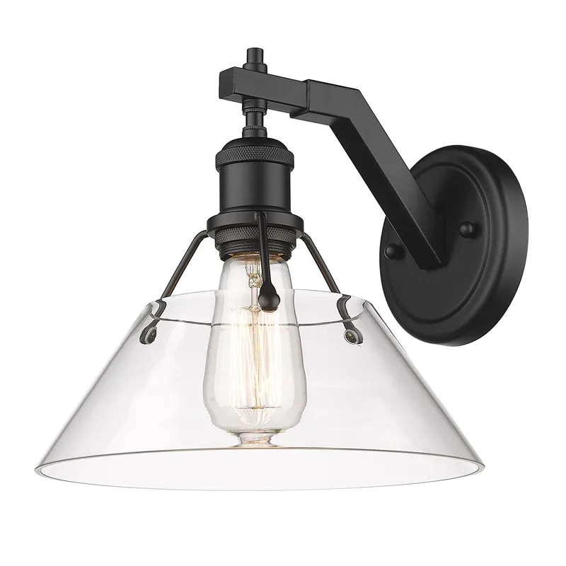 Yep by Golden Lighting Orwell 1-light Wall Sconce in Matte Black and Clear Glass — Golden Lighting LED Wall Lights 1.0W 