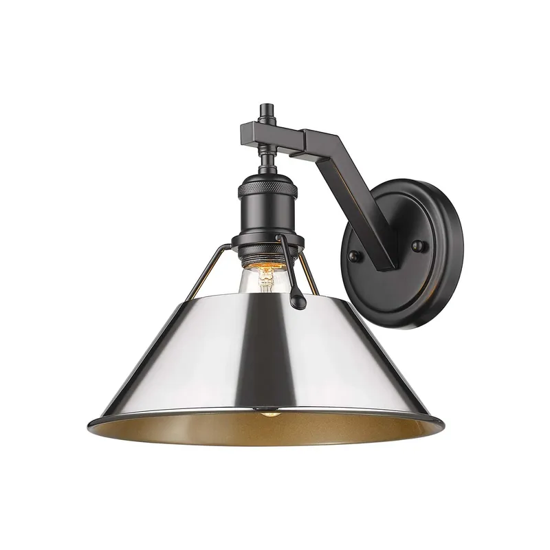 Yep by Golden Lighting Orwell 1-light Wall Sconce in Matte Black and Chrome shade — Golden Lighting LED Wall Lights 1.0W 