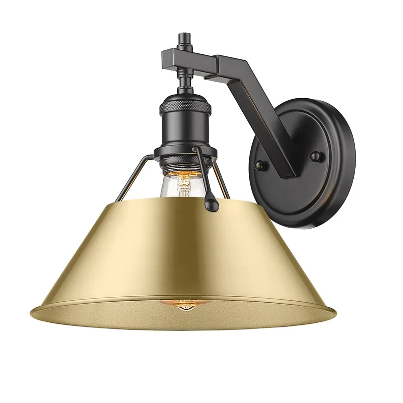 Yep by Golden Lighting Orwell 1-light Wall Sconce in Matte Black and Brushed Champagne Brass shade — Golden Lighting LED Wall Lights 1.0W 