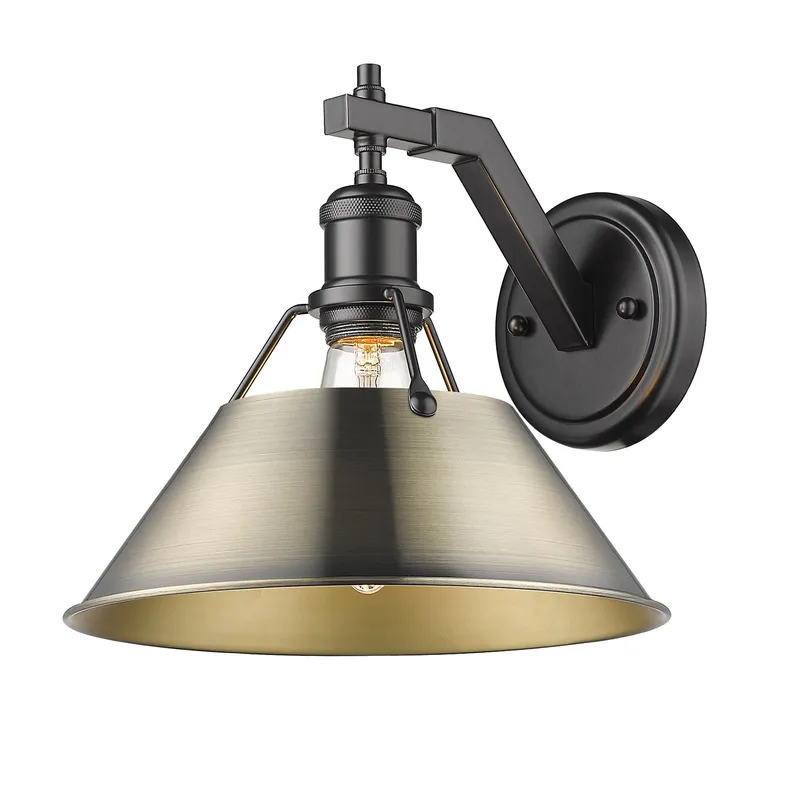 Yep by Golden Lighting Orwell 1-light Wall Sconce in Matte Black and Aged Brass shade — Golden Lighting LED Wall Lights 1.0W 