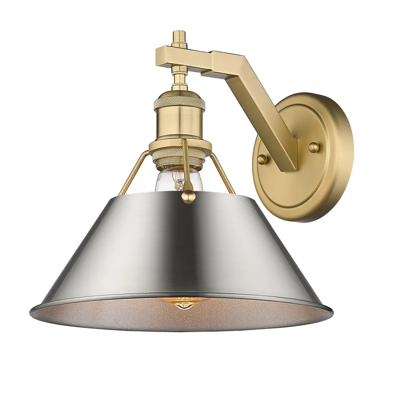 Yep by Golden Lighting Orwell 1-light Wall Sconce in Brushed Champagne Brass and Pewter shade — Golden Lighting LED Wall Lights 100.0W 