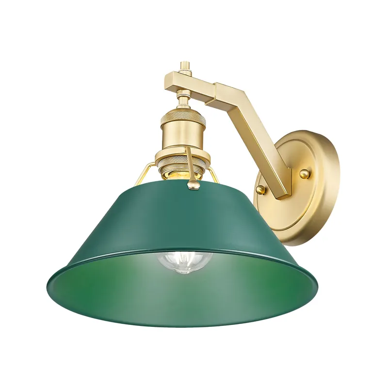 Yep by Golden Lighting Orwell 1-light Wall Sconce in Brushed Champagne Brass and Pine Green shade — Golden Lighting LED Wall Lights 1.0W 