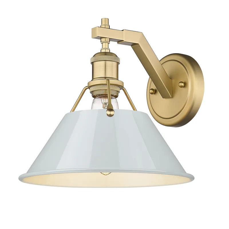 Yep by Golden Lighting Orwell 1-light Wall Sconce in Brushed Champagne Brass and Dusky Blue shade — Golden Lighting LED Wall Lights 1.0W 