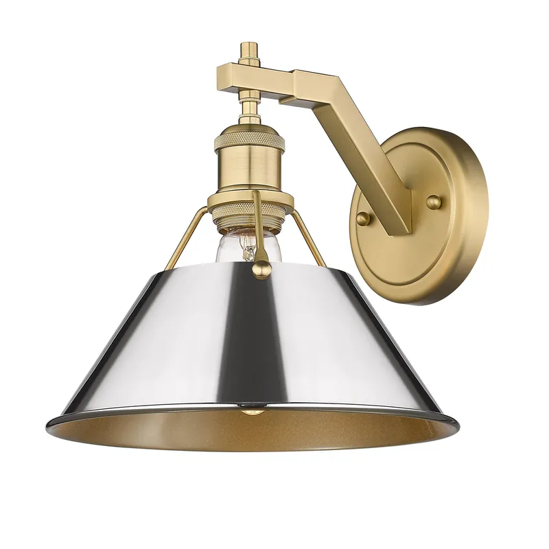 Yep by Golden Lighting Orwell 1-light Wall Sconce in Brushed Champagne Brass and Chrome shade — Golden Lighting LED Wall Lights 1.0W 
