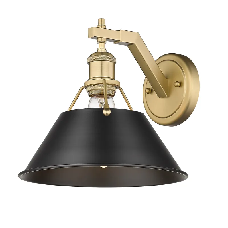 Yep by Golden Lighting Orwell 1-light Wall Sconce in Brushed Champagne Brass and Matte Black shade — Golden Lighting LED Wall Lights 1.0W 