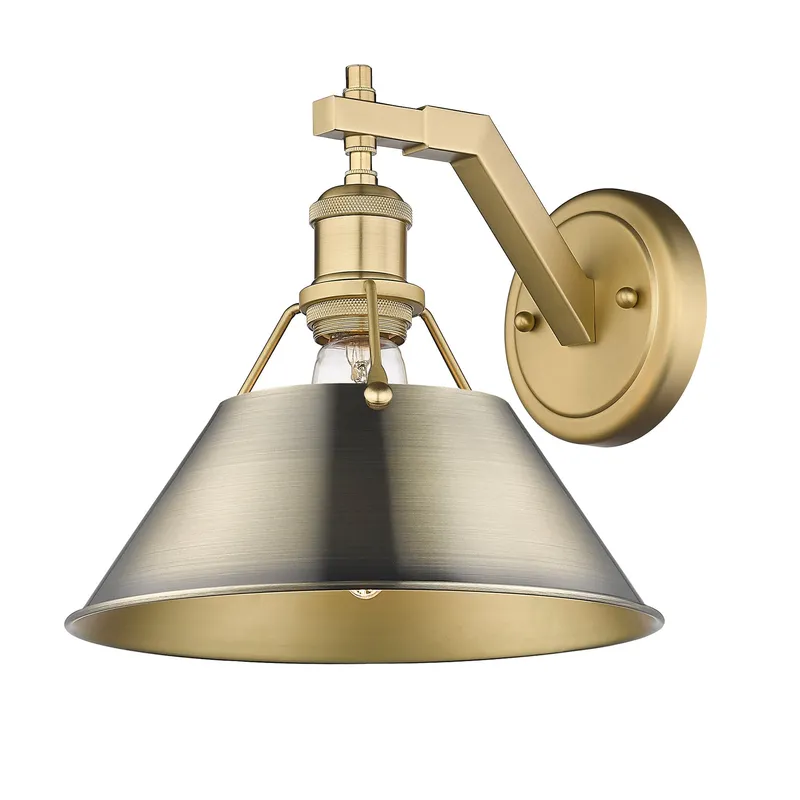 Yep by Golden Lighting Orwell 1-light Wall Sconce in Brushed Champagne Brass and Aged Brass shade — Golden Lighting LED Wall Lights 1.0W 