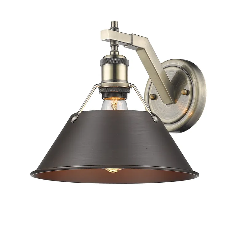 Yep by Golden Lighting Orwell 1-light Wall Sconce in Aged Brass and Rubbed Bronze shade — Golden Lighting LED Wall Lights 1.0W 