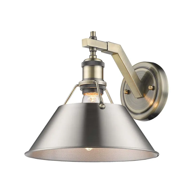 Yep by Golden Lighting Orwell 1-light Wall Sconce in Aged Brass and Pewter shade — Golden Lighting LED Wall Lights 1.0W 
