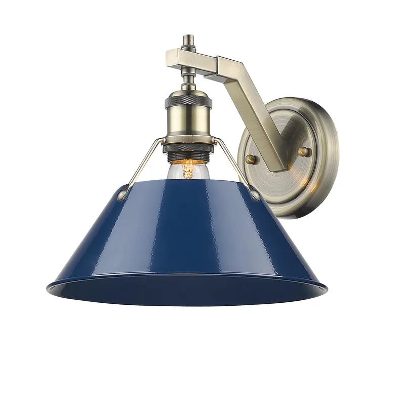 Yep by Golden Lighting Orwell 1-light Wall Sconce in Aged Brass and Navy Blue shade — Golden Lighting LED Wall Lights 1.0W 