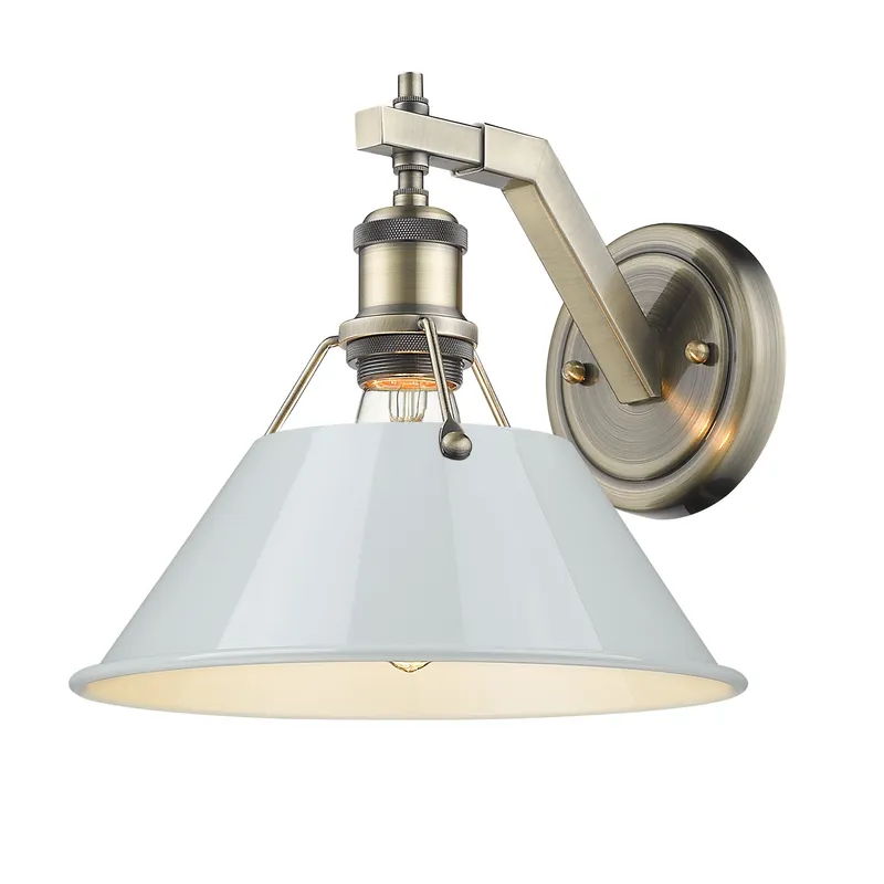 Yep by Golden Lighting Orwell 1-light Wall Sconce in Aged Brass and Dusky Blue shade — Golden Lighting LED Wall Lights 1.0W 