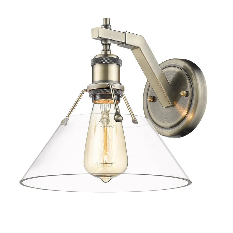 Yep by Golden Lighting Orwell 1-light Wall Sconce in Aged Brass and Clear Glass — Golden Lighting LED Wall Lights 1.0W 