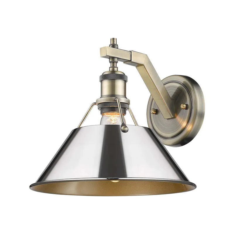 Yep by Golden Lighting Orwell 1-light Wall Sconce in Aged Brass and Chrome shade — Golden Lighting LED Wall Lights 1.0W 