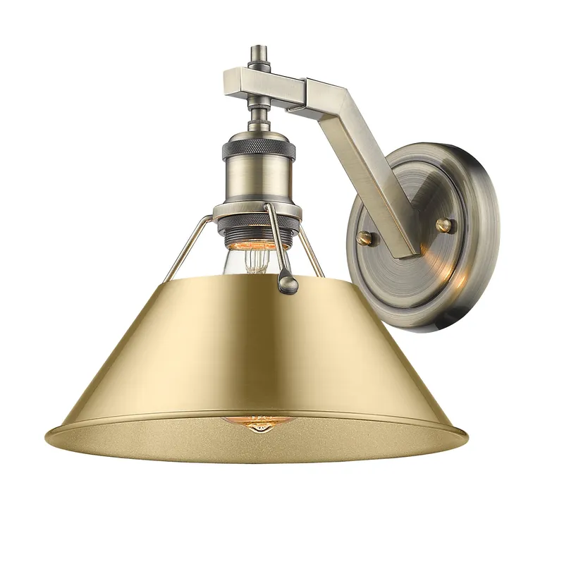 Yep by Golden Lighting Orwell 1-light Wall Sconce in Aged Brass and Brushed Champagne Brass shade — Golden Lighting LED Wall Lights 1.0W 