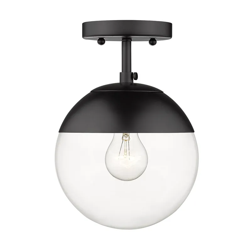 Golden Lighting Dixon 1-light Semi-Flush Mount in Matte Black and Clear Glass — Golden Lighting LED Pendant Lights  